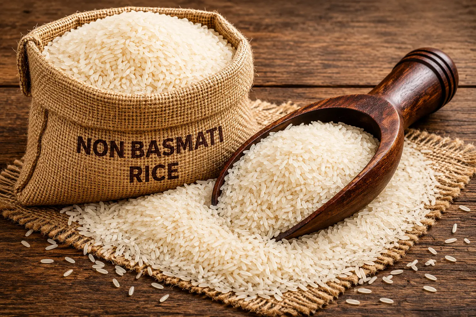 Indian non-Basmati rice varieties including Sona Masoori and IR64