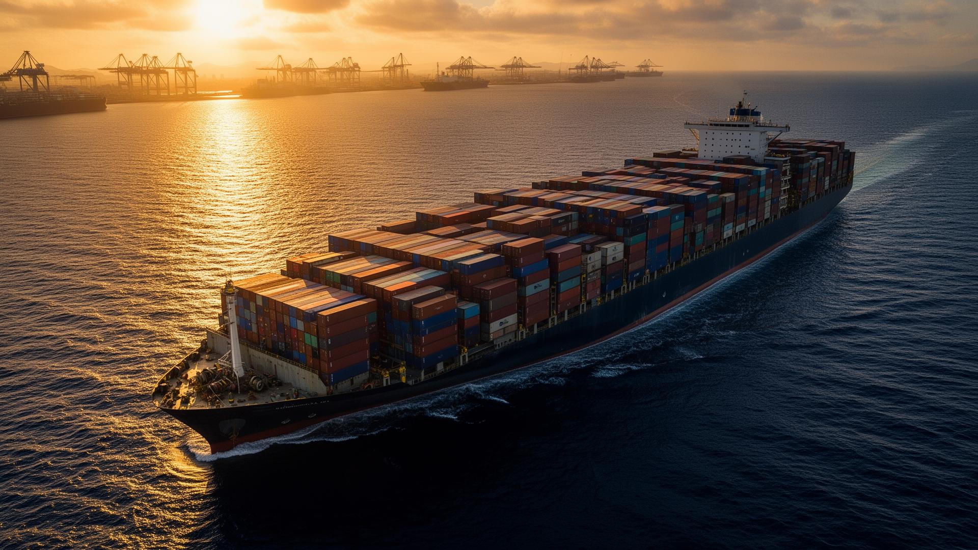 Container ship at port representing global export logistics